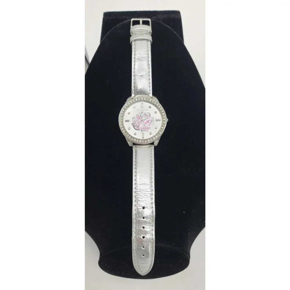Waltham Women Quartz Wristwatch Rose Design Crystal Studded Bezel New Battery